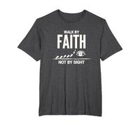 Walk by Faith Not by Sight - Cita Cristiana inspiradora Camiseta, Hombre Tallas Grandes, Jaspeado Oscuro, 6X Alto