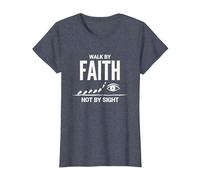 Walk by Faith Not by Sight - Cita Cristiana inspiradora Camiseta, Mujer, Azul Jaspeado, XL