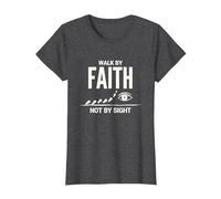 Walk by Faith Not by Sight - Cita Cristiana inspiradora Camiseta, Mujer, Jaspeado Oscuro, XXL