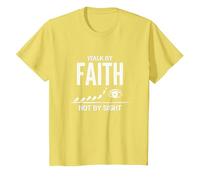 Walk by Faith Not by Sight - Cita Cristiana inspiradora Camiseta, Niños, Limón, 3 años