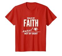 Walk by Faith Not by Sight - Cita Cristiana inspiradora Camiseta, Niños, Rojo, 10 años