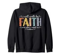 Walk by Faith versículo bíblico Cristiano Retro Floral Positivo Sudadera con Capucha
