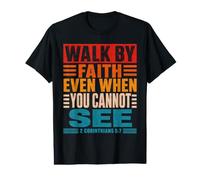 Walk Faith Not by Sight 2 Corintios 5:7 Vintage Camiseta gráfica económica