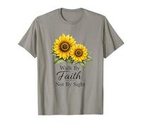 Walk Faith Not by Sight Girasol Fe Hermoso Verso Camiseta