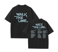 Walk The Line Worldtour Camisetas Algodón gráfico Unisex Manga Corta for Hombres Mujeres(A-Black,4XL)