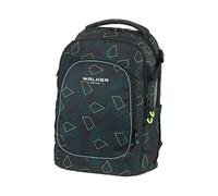 Walker 42122-363 - Mochila Campus Evo Verde Polígono con 3 compartimentos, bolsillos laterales, acolchado dorsal, sistema de transporte regulable en altura y correas ajustables