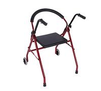 Walker Aid Stand-up Rack/Andador de miembros inferiores/Muletas de cuatro patas Marco para caminar Andador de aleación de aluminio Andador de empuje Altura ajustable Asiento plegable Anhela