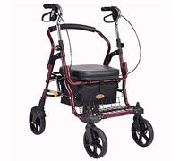 Walker, Ancianos Medical Mobility Aid Andador con Ruedas Plegable con Frenos Dobles 4 Ruedas Sillas de Transporte Silla de Ruedas Plegable con Brazos Ajustables It's so kind of you