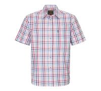Walker and Hawkes - Canterbury - Camisa de Manga Corta para Hombre - 100% algodón - Estilo leñador - Estampado a Cuadros - Rojo Vino - S (38'')