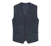 Walker and Hawkes - Dalston - Chaleco clásico escocés Harris Tweed para Hombre - Punto de Espiga - Azul Medianoche - EU 56 (UK 46)