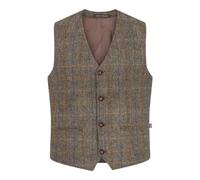 Walker and Hawkes - Dalston - Chaleco clásico escocés Harris Tweed para Hombre - Punto de Espiga - Marrón Clinton - EU 50 (UK 40)