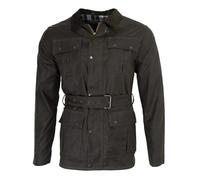 Walker and Hawkes - Grafton - Chaqueta de Estilo Motociclista para Hombre - Tejido Encerado Impermeable - con cinturón y 4 Bolsillos - Verde Oliva - L