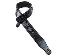 Walker And Williams GB-20 - Correa de piel acolchada con diseño de flor de lis, color negro