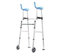 Walker Andador Andador de cuatro pies con cuatro luces LED, taburete auxiliar para caminar, altura ajustable, GIF (plata, 41,5 x 50 cm) (plata 41,5 x 50 cm), fiable