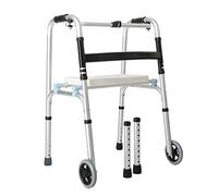Walker Andador de cuatro patas plegable ligero con ruedas + tabla de asiento, rehabilitación, andadores estándar poderosamente