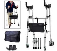 Walker - Andador rodante con almohadilla de apoyo para reposabrazos para personas mayores, postura vertical, 4 ruedas con altura ajustable, ayuda para caminar