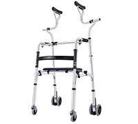 Walker Andadores con Ruedas Verticales y livianos para Personas Mayores con Asiento y Soporte axilar, Ayuda para Caminar Plegable de Aluminio para Personas Altas/Adultos, Altura Ajustable
