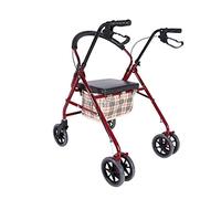 Walker Can Sit - Carrito de la compra plegable para ancianos, portátil, ergonómico, para regalo (rojo, 91 x 79 x 62 cm) (rojo 91 x 79 x 62 cm), estrella de luz