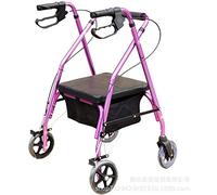Walker - Carrito de la compra con asiento, plegable, ligero, de aluminio, para ancianos, andador de cuatro ruedas con cesta de la compra