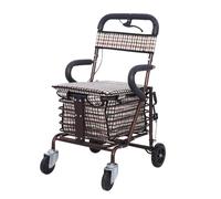 Walker - Carrito de la compra para personas mayores, patinete plegable con asiento, carrito de la compra de 4 ruedas, marco de tubo de acero y bolsa Oxford para ocio y compras
