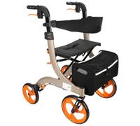 Walker - Combo de silla de ruedas, rodador plegable de aluminio con asiento, convertible en silla de transporte, asa ajustable, bolsa de almacenamiento para máxima movilidad