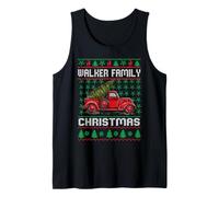 Walker Family Ugly Christmas Sweater Red Truck Funny Xmas Camiseta sin Mangas