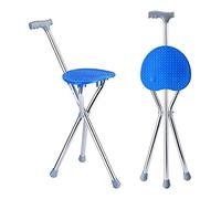 Walker Interior Adulto Muleta Robusto Asiento para Caminar Bastón - Bastón de Tres Patas con Taburete Silla Plegable Médico Portátil Hermoso Paisaje