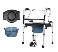 Walker - Marco de movilidad plegable ligero para ancianos, andador con ruedas para ancianos, ajustable, ayuda para discapacitados, andadores verticales mayores con asiento, estrella G de luz