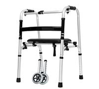 Walker - Marco de movilidad plegable ligero para ancianos, andador con ruedas para ancianos, ajustable, ayuda para discapacitados, andadores verticales con asiento, estrella F de luz