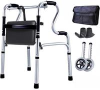 Walker, Rollator plegable Walkers livianos para hombres altos de más de 6 pies, ayudas de movilidad vertical con asiento y bolsa de almacenamiento, altura ajustable