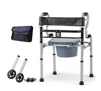 Walker Silla con inodoro plegable con asiento de inodoro y cubeta Silla de ducha para baño Taburete Altura ajustable multifunción, para mujeres embarazadas Adultos mayores It's so kind of you