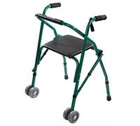 Walker - Taburete plegable de aluminio de cuatro ruedas con asiento para caminar, resistente a los golpes, regalo (verde, 54 x 59 cm) (verde 54 x 59 cm), estrella de luz