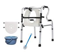 Walker Walker Andador liviano para Caminar, Andador de Viaje para Adultos de Altura Ajustable para Personas Mayores con Orinal Desmontable y Tabla de bidé (con Ruedas) (sin Ruedas)