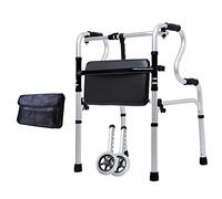 Walker Walker - Andador plegable para personas mayores con bolsas de almacenamiento, marcos de altura ajustable, ayuda a la movilidad para personas mayores (con ruedas) (con ruedas) (con ruedas) (con