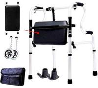 Walker,Walking Aids Aleación de Aluminio para Personas Mayores con Asiento Plegable Diapositivas Rolling Ultra Walker con 5 Pulgadas y Empuñadura, Andador de Viaje Ligero Ajustable,A Little Surprise