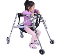 Walker Wheel Andador unidireccional para niños con parálisis cerebral con rueda, andador plegable antirretroceso para rehabilitación de discapacitados (color: azul, tamaño: S)
