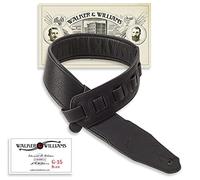 Walker & Williams G-15 negro piel natural textura Correa para guitarra con acolchado grueso
