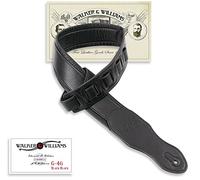 Walker & Williams G-46 negro trasera de piel en color negro correa para guitarra con guante acolchada
