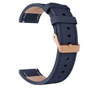 WalkerFit Correa de reloj de cuero de alta calidad para lengüetas de 20 mm, hebilla de acero inoxidable de oro rosa, correa de repuesto para hombres y mujeres (azul, cuero y metal de alta calidad)