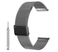 WalkerFit Correa Milanesa Reloj, Correas De Metal Para Reloj, Correa De Malla De Metal De Acero Inoxidable, Cierre Rápido Ajustable, Pulseras Inteligentes, Con Las Herramientas, 22mm(Negro)