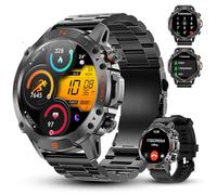 WalkerFit Smartwatch Hombre Militar 2025, Reloj Deportivo 1.43" AMOLED, 5ATM Impermeable, Brújula, 60 Días Batería, 170+ Modos, Llamadas Bluetooth, Monitor de Sueño, Android iOS (Acero)
