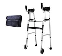Walkers - Carrito plegable para personas mayores, reposabrazos desmontable, altura ajustable, ligero, rodante, marco para caminar, ayuda a la movilidad, silla de transporte, con 2 ruedas y bolsa de