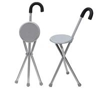 Walkers for seniors Folding Massage Cane Seat Crutch Chair, Non-Slip, Lightweight Tripod Walking Stick and Seat, Elderly Disability Medical Aid 3 Legs Crutch Stool rollator walker, Durable Mobility Ai