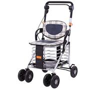Walkers for Seniors Walking Frame Folding Four-Wheel Roller Walker with Padded Seat, Height-Adjustable Mobility Walking Aid Lightweight rollator Walker, Durable Mobility Aid VBTJWRFE