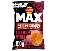 Walkers Max Strong Hot Chicken Wing, patatas con sabor a alitas de pollo picantes de 150g