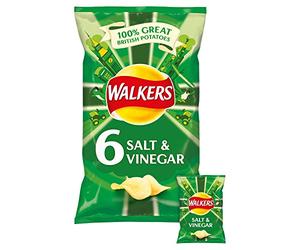 Walkers sal y vinagre patatas fritas 6 x 25g