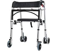 Walkers with Manual Brake, 6 Wheels, Waterproof Leather Seat Profession Medical Walking Frames VBTJWRFE