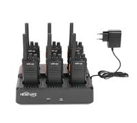 Walkie Talkie HESENATE HT66 PMR Licencia Libre Radio Bidireccional,16 Channels Walkies Profesionales,con Cargador de 6 Vias,Soporta VOX Manos Libres,para Restaurant Hotel (Negro,6 Piezas)