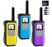 Walkie Talkie Largo Alcance para Niños Adultos, NXGKET Radio Recargable de 16 Canales, 5 km de Alcance con Batería de Iones de Litio de 1200 mAh, Cable de Carga USB-C, VOX para Senderismo y Camping