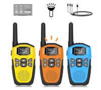 Walkie Talkie NiñOs Recargable,3pcs NXGKET Walki Talki Largo Alcance con BateríA De Iones De Litio Incorporada,16 Canales Cable USB Tipo C Auto Squelch para Juegos Al Aire Libre Camping Senderismo